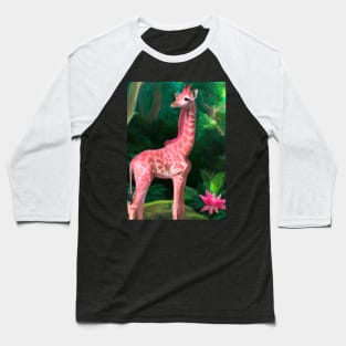 Pink Giraffe Baseball T-Shirt